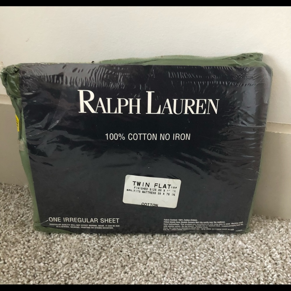 Ralph Lauren Dark Green Twin Flat Sheet